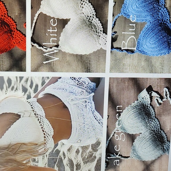 NWT Crochet Halter  Bikini Top - Lake Green Color - Picture 2 of 3